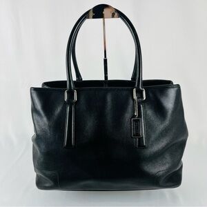 Coach Hamptons Classic Black Leather Hand Bag Tote D1J-7757 Lobster Clasp Close